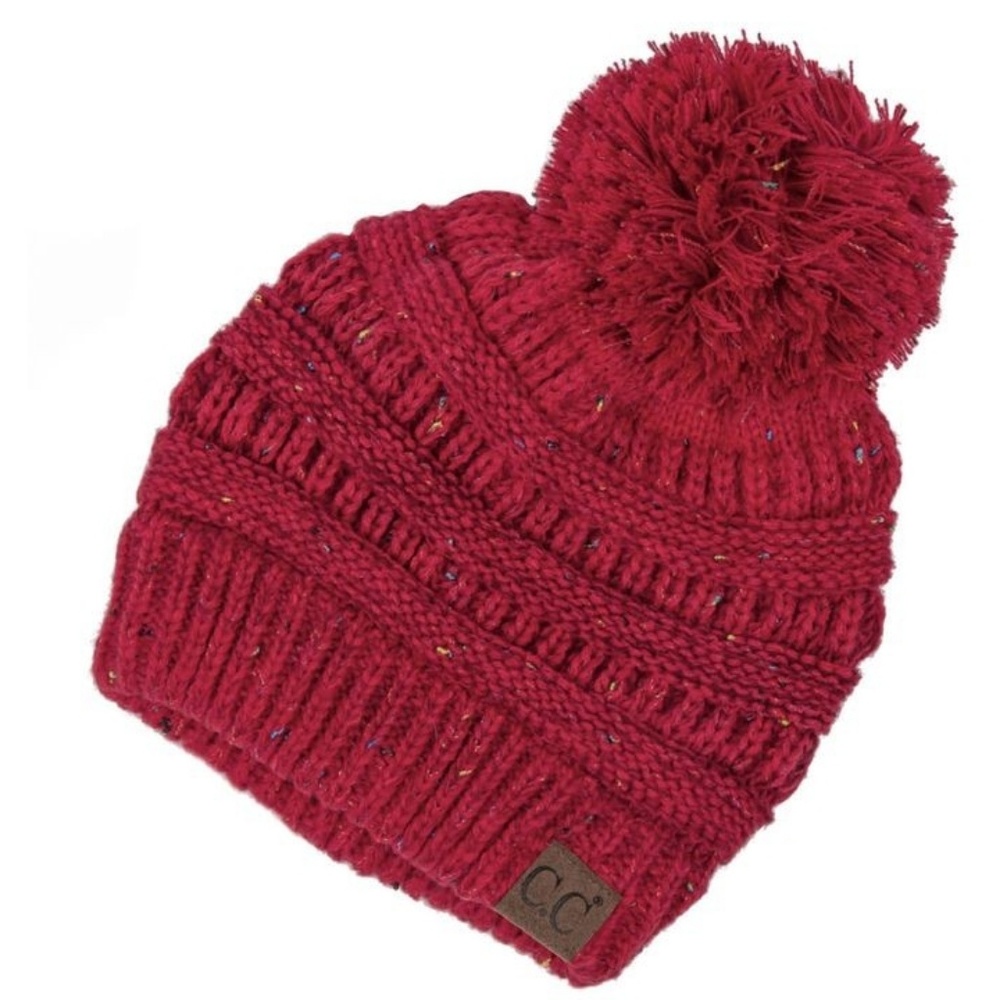 💞C.C New Red Confetti Pom Beanie